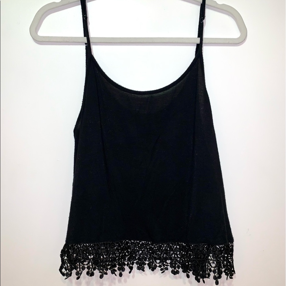 Black Tank Top Lace Trim Bottom